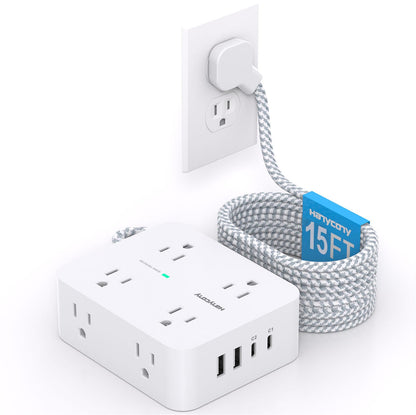 Surge Protector Power Strip - HANYCONY 8 Outlets 4 USB (2 USB C) Charging Ports- Multi Plug Outlet Extender, 5Ft
