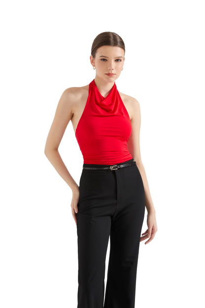 SUUKSESS Women Halter Backless Tank Tops Sexy Cowl Neck Summer Going Out Cami Tops
