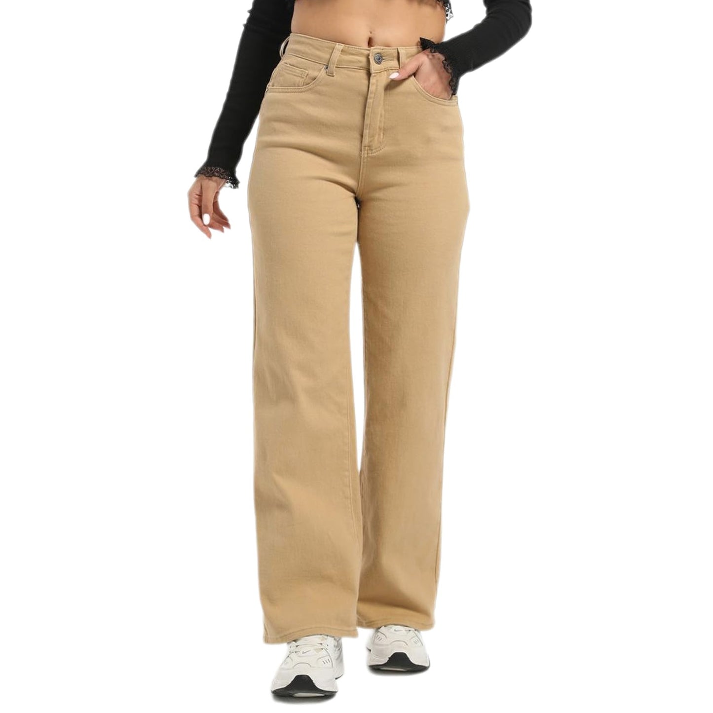 Straight Leg Jeans for Women, High Waisted Stretchy Wide Leg Denim Pants