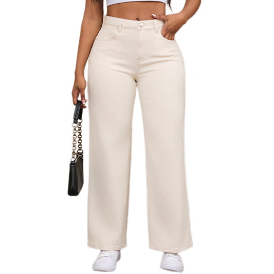 Straight Leg Jeans for Women, High Waisted Stretchy Wide Leg Denim Pants