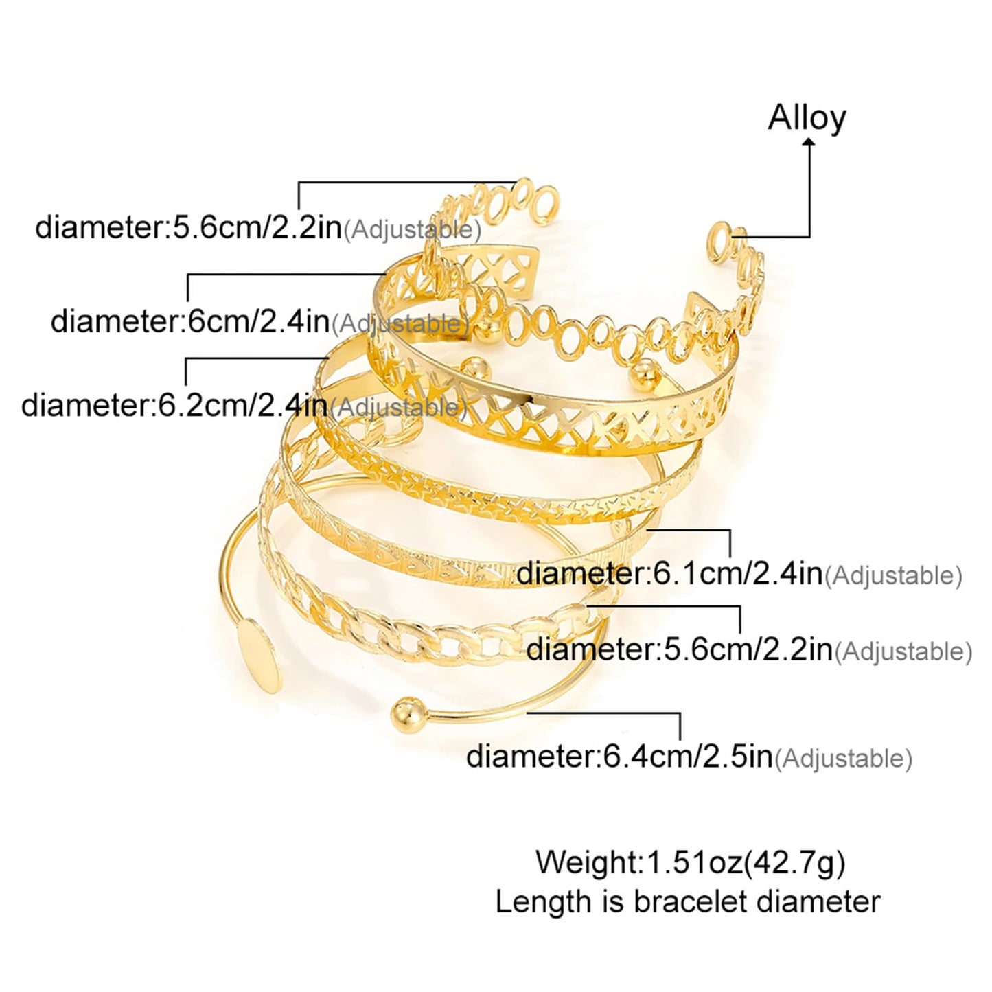 IFKM Gold Bangle Bracelets for Women, 14k Gold Plated Multi-Layer Stackable Cuff Bracelet Set