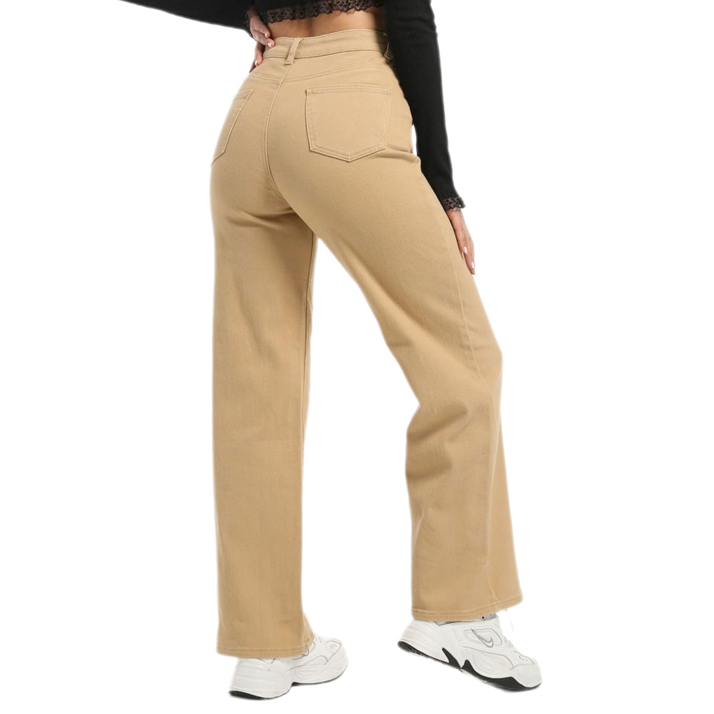 Straight Leg Jeans for Women, High Waisted Stretchy Wide Leg Denim Pants