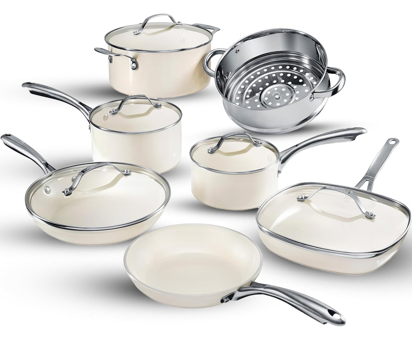 Gotham Steel Stackable Pots and Pans- Stackmaster 10 Piece Cookware Set