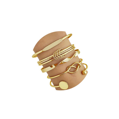 IFKM Gold Bangle Bracelets for Women, 14k Gold Plated Multi-Layer Stackable Cuff Bracelet Set