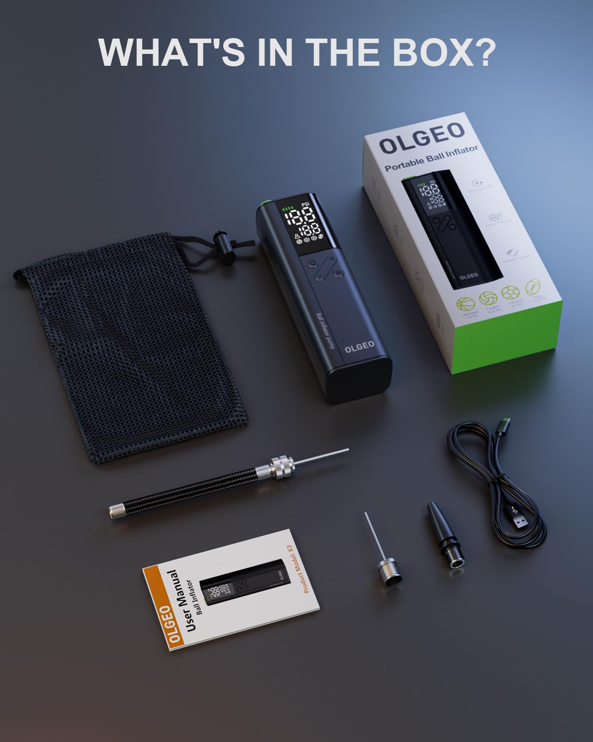 Electric Ball Pump, 16PSI Portable Air Pump with Pressure Gauge and Digital LCD Display