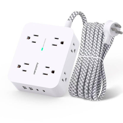 Surge Protector Power Strip - HANYCONY 8 Outlets 4 USB (2 USB C) Charging Ports- Multi Plug Outlet Extender, 5Ft