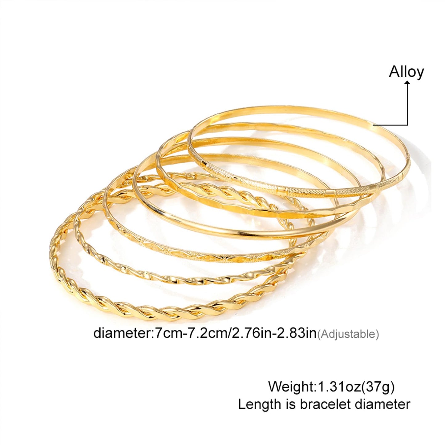 IFKM Gold Bangle Bracelets for Women, 14k Gold Plated Multi-Layer Stackable Cuff Bracelet Set
