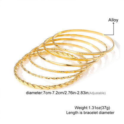 IFKM Gold Bangle Bracelets for Women, 14k Gold Plated Multi-Layer Stackable Cuff Bracelet Set