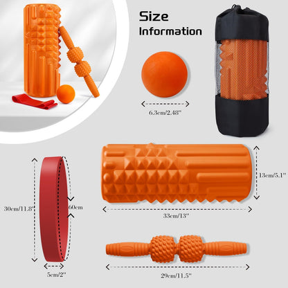 5-in-1 Foam Roller Set, Massage Roller Stick, Massage Ball, Resistance Band
