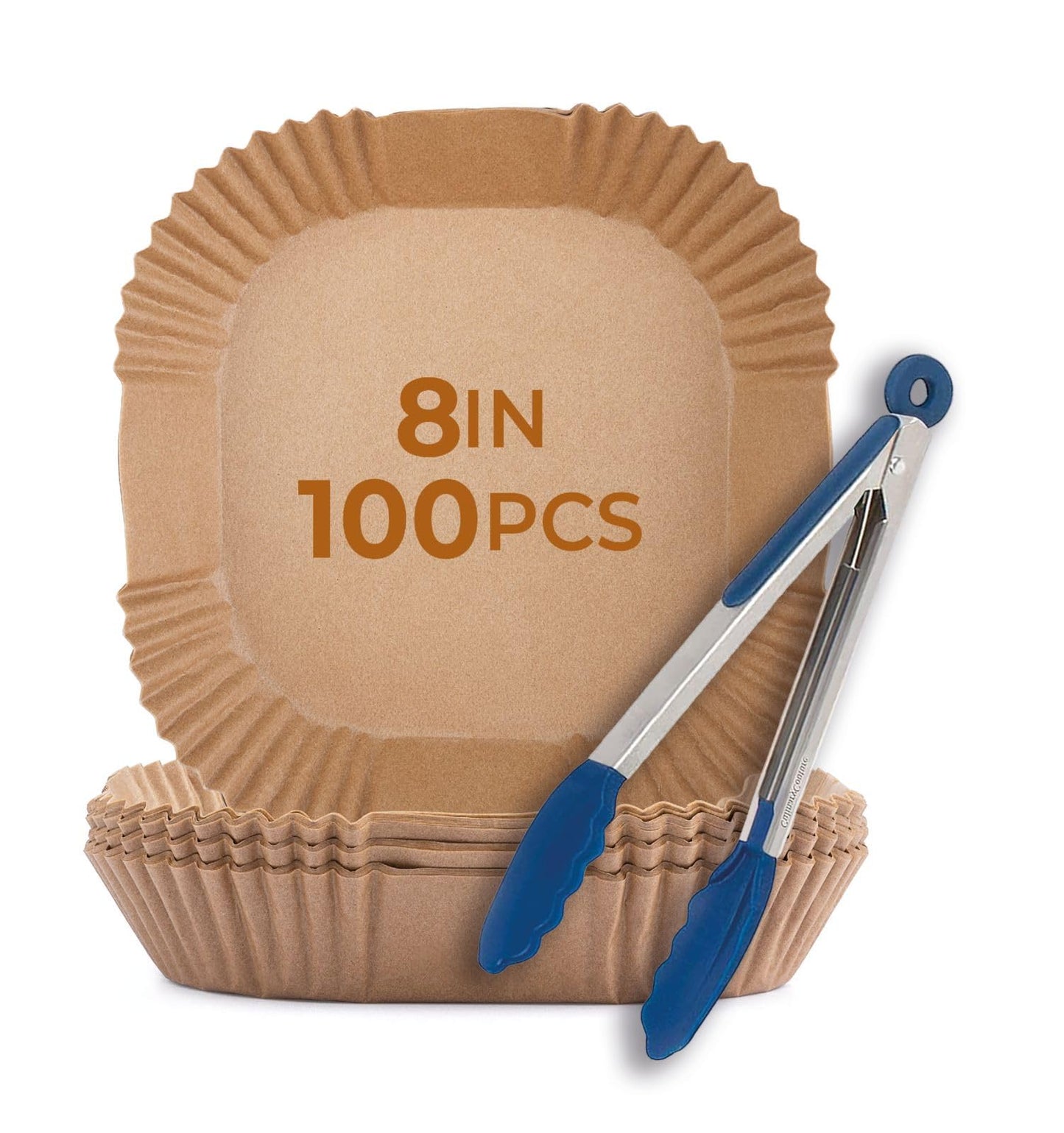 Disposable Air Fryer Liners 8 Inches - 100 Pcs Square/Round shaped, Fit for 5-8qt