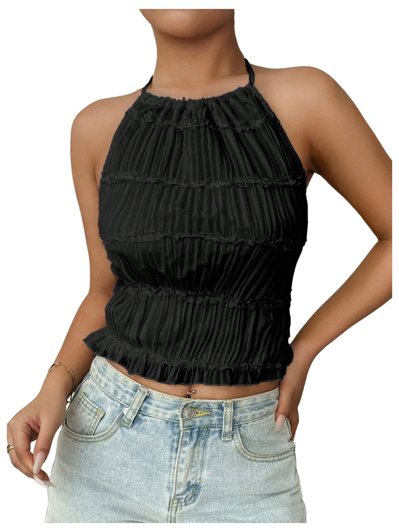 SOLY HUX Open Back Halter Tops for Women