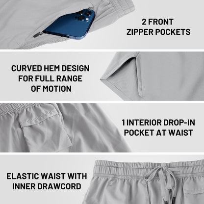 MIER Men's Athletic Shorts 5 Inch Lightweight Running Workout Gym Shorts with Zipper Pockets, 2 Pack