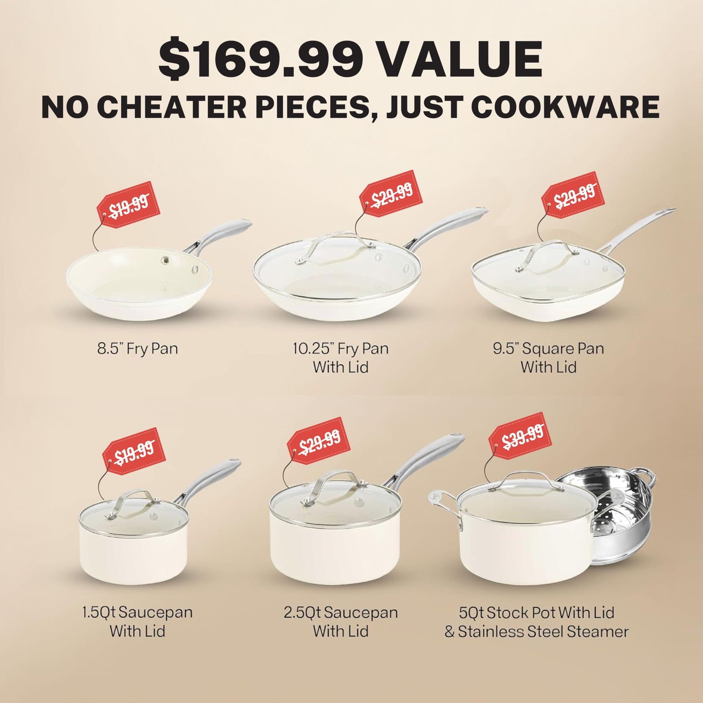 Gotham Steel Stackable Pots and Pans- Stackmaster 10 Piece Cookware Set