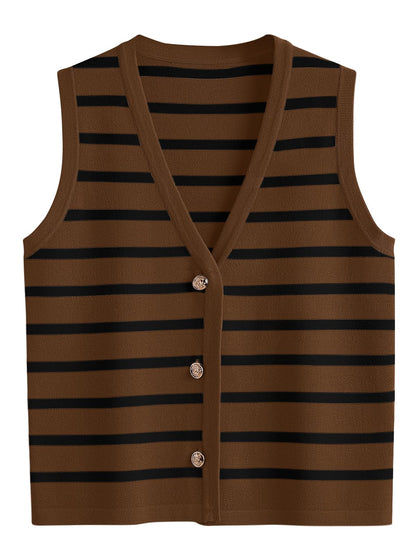 LILLUSORY Summer Vest Tops for Women, Striped Sweater Vests