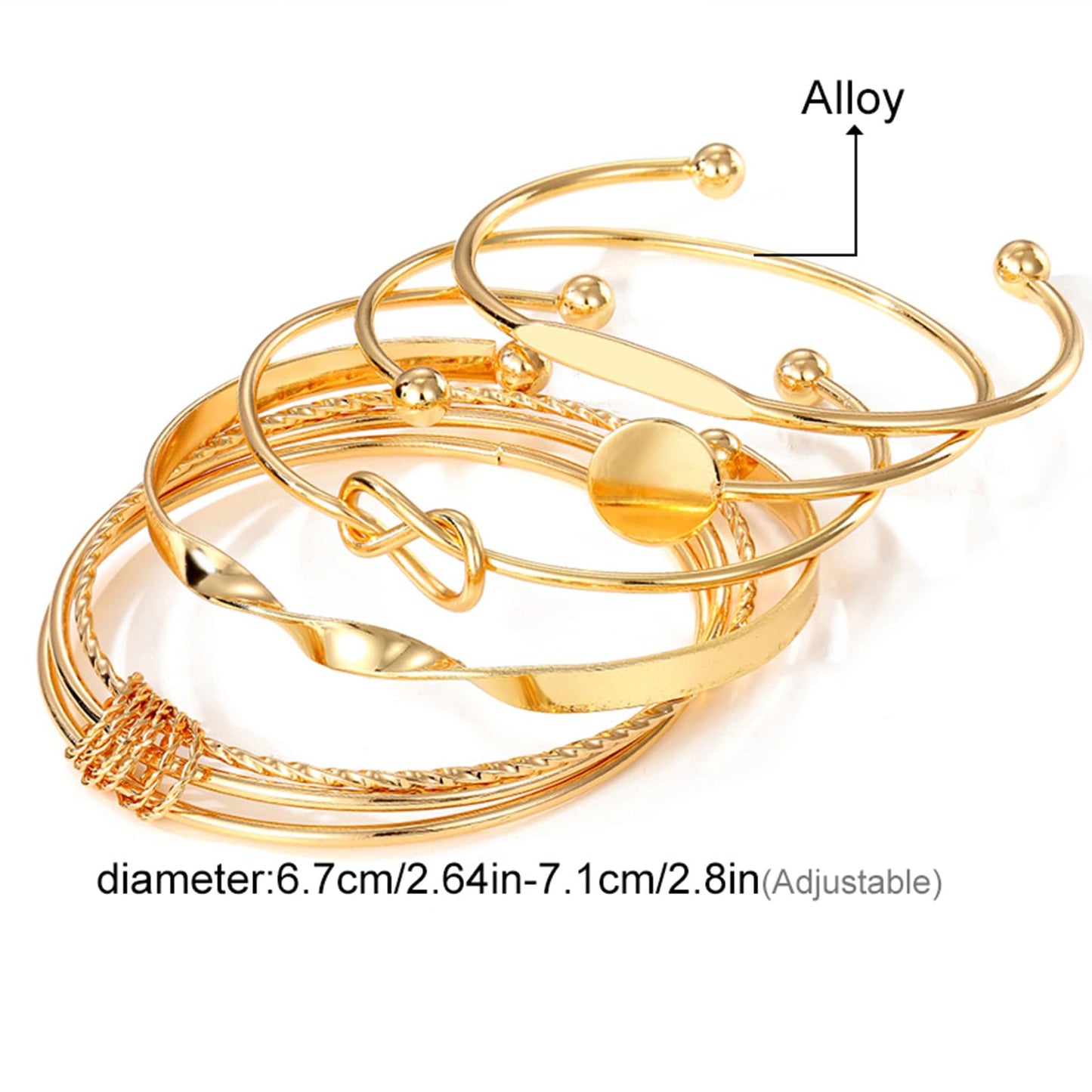 IFKM Gold Bangle Bracelets for Women, 14k Gold Plated Multi-Layer Stackable Cuff Bracelet Set