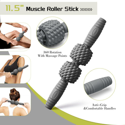 5-in-1 Foam Roller Set, Massage Roller Stick, Massage Ball, Resistance Band