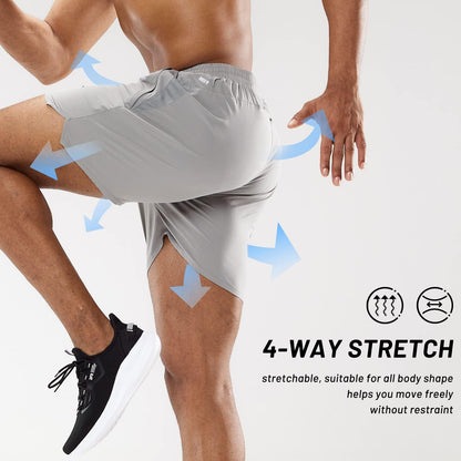 MIER Men's Athletic Shorts 5 Inch Lightweight Running Workout Gym Shorts with Zipper Pockets, 2 Pack