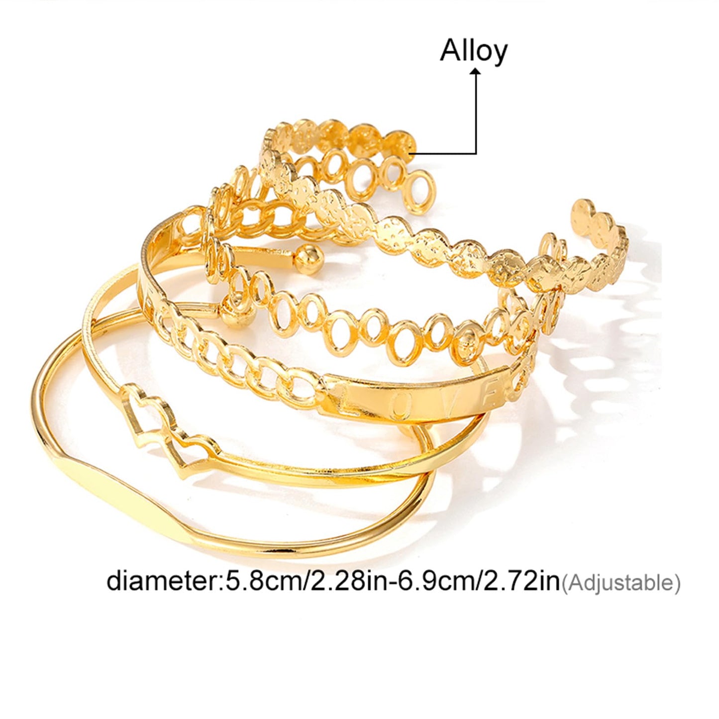IFKM Gold Bangle Bracelets for Women, 14k Gold Plated Multi-Layer Stackable Cuff Bracelet Set