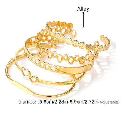 IFKM Gold Bangle Bracelets for Women, 14k Gold Plated Multi-Layer Stackable Cuff Bracelet Set