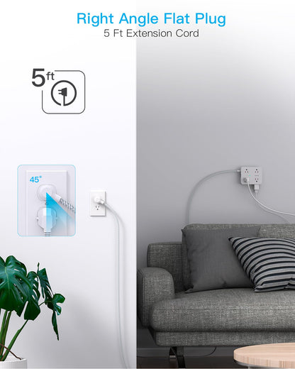 Surge Protector Power Strip - HANYCONY 8 Outlets 4 USB (2 USB C) Charging Ports- Multi Plug Outlet Extender, 5Ft