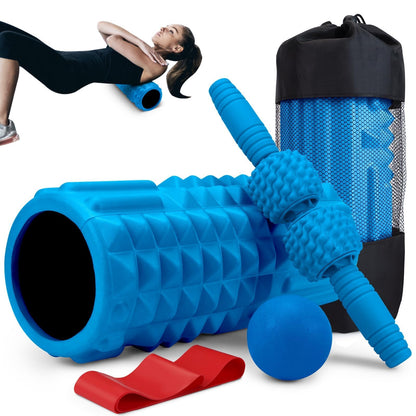 5-in-1 Foam Roller Set, Massage Roller Stick, Massage Ball, Resistance Band