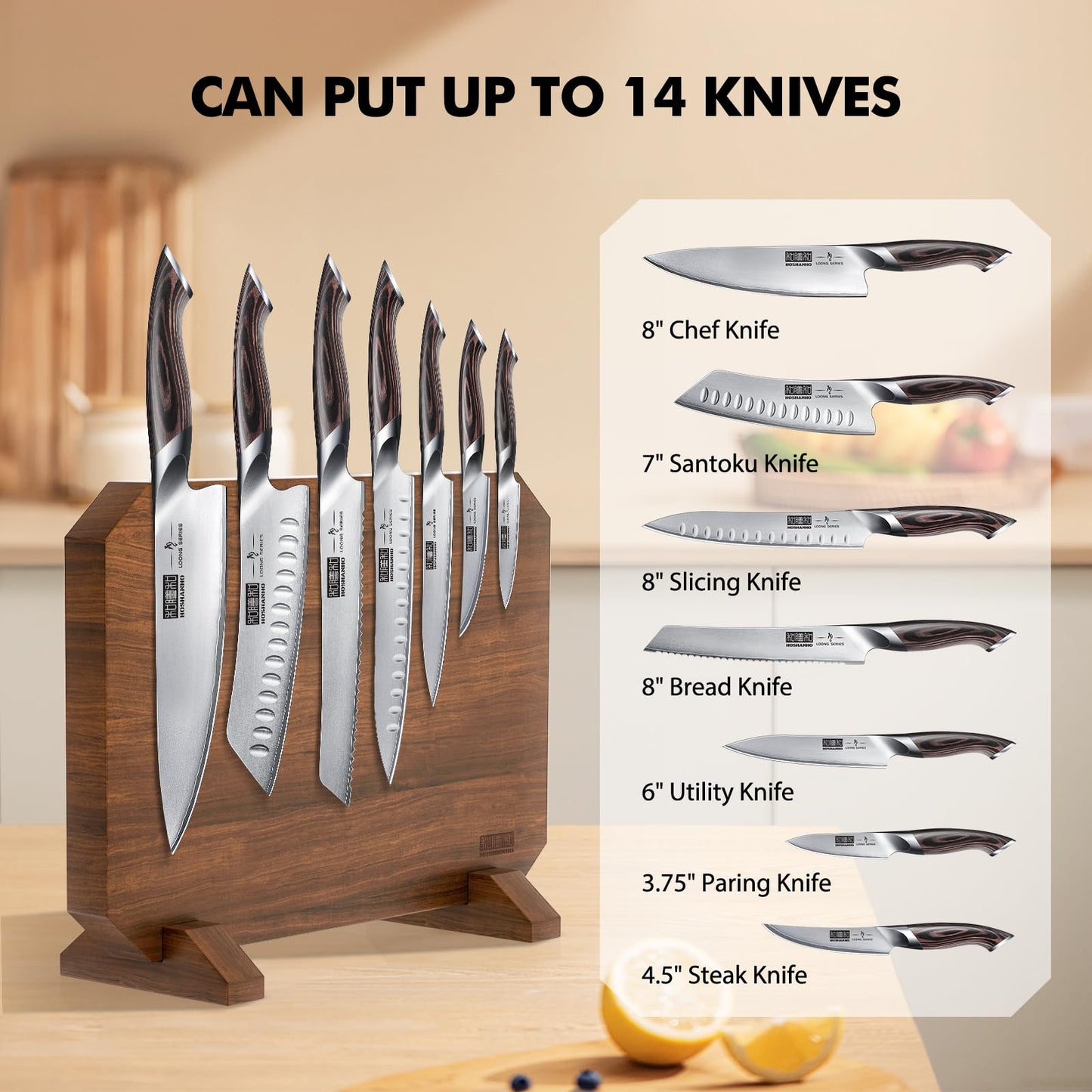 Magnetic Knife Block 14 x 10 Inches, Double Sided Magnetic Knife Holder Rack for Kitchen Counter
