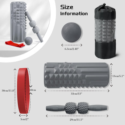 5-in-1 Foam Roller Set, Massage Roller Stick, Massage Ball, Resistance Band