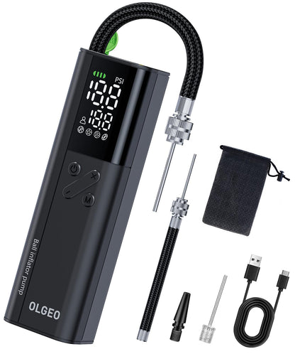 Electric Ball Pump, 16PSI Portable Air Pump with Pressure Gauge and Digital LCD Display