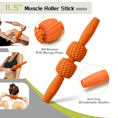5-in-1 Foam Roller Set, Massage Roller Stick, Massage Ball, Resistance Band