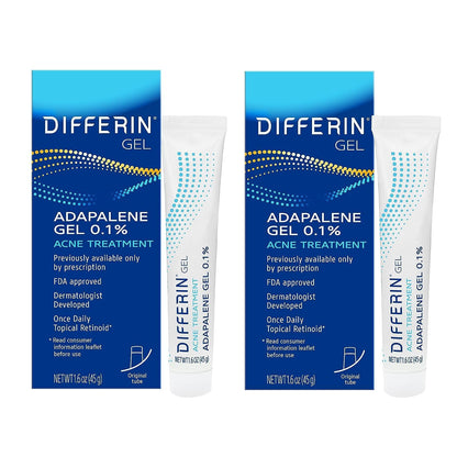 Differin Acne Treatment Gel, 45g Tube, Pack of 2 (Packaging May Vary)