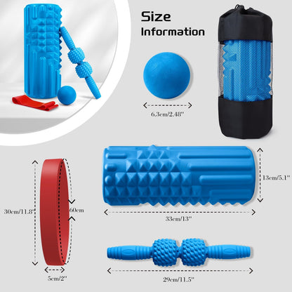 5-in-1 Foam Roller Set, Massage Roller Stick, Massage Ball, Resistance Band