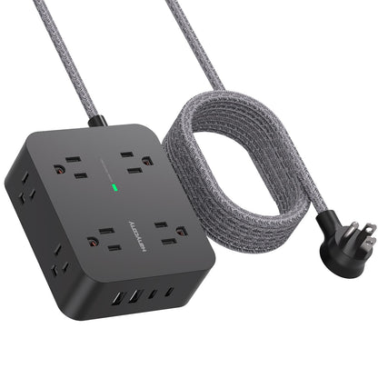 Surge Protector Power Strip - HANYCONY 8 Outlets 4 USB (2 USB C) Charging Ports- Multi Plug Outlet Extender, 5Ft