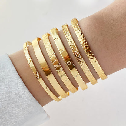 IFKM Gold Bangle Bracelets for Women, 14k Gold Plated Multi-Layer Stackable Cuff Bracelet Set