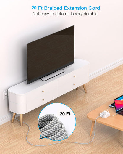 Surge Protector Power Strip - HANYCONY 8 Outlets 4 USB (2 USB C) Charging Ports- Multi Plug Outlet Extender, 5Ft