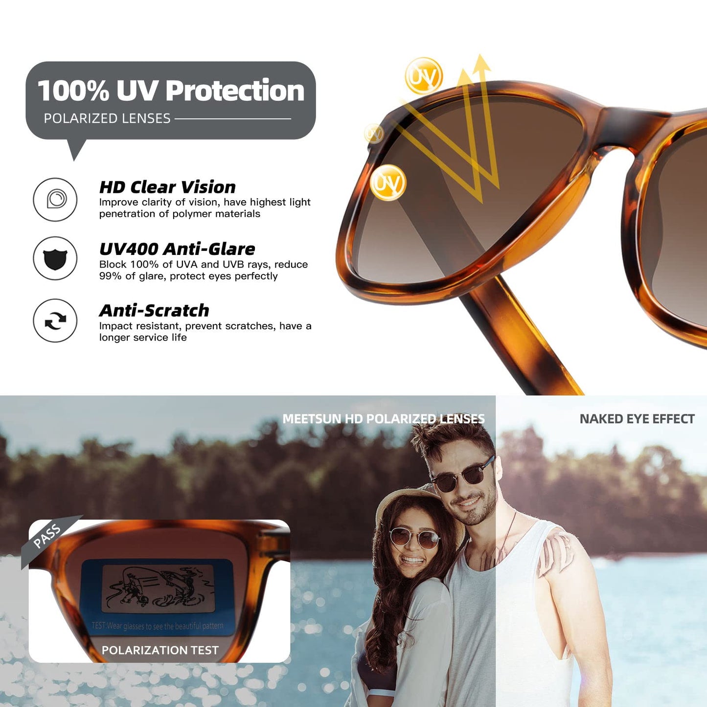 MEETSUN Polarized Sunglasses-Classic Retro Designer Style