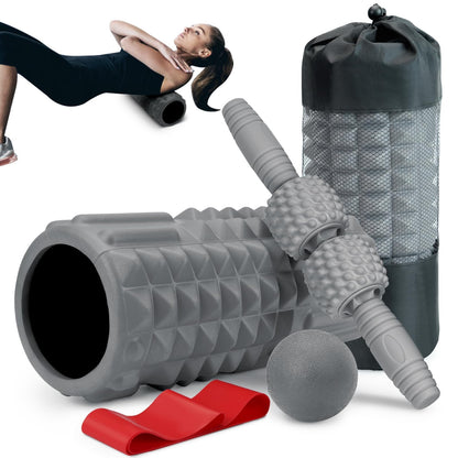 5-in-1 Foam Roller Set, Massage Roller Stick, Massage Ball, Resistance Band