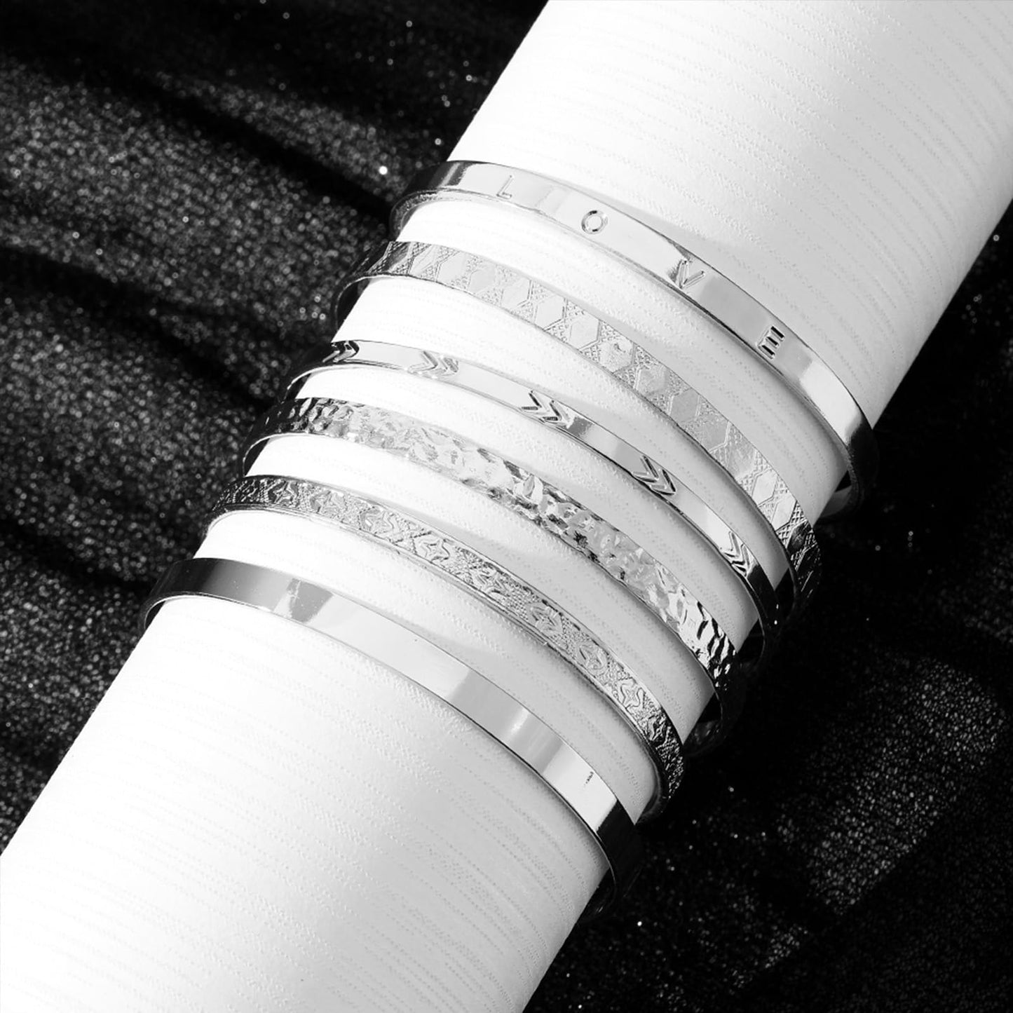 IFKM Gold Bangle Bracelets for Women, 14k Gold Plated Multi-Layer Stackable Cuff Bracelet Set