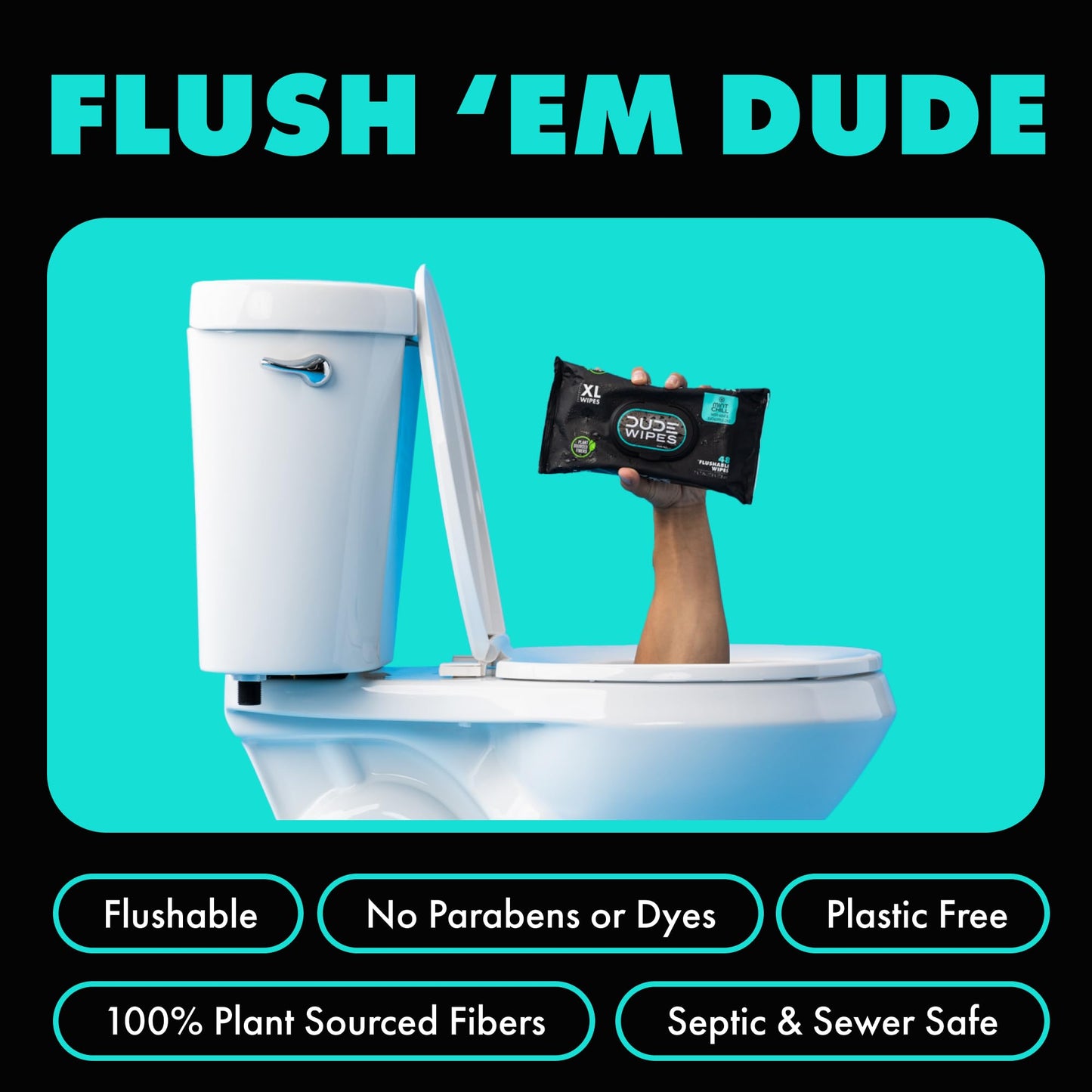 DUDE Wipes - Flushable Wipes Travel Pack - 6 Pack, 108 Wipes