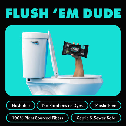 DUDE Wipes - Flushable Wipes Travel Pack - 6 Pack, 108 Wipes