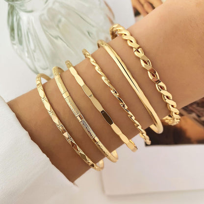 IFKM Gold Bangle Bracelets for Women, 14k Gold Plated Multi-Layer Stackable Cuff Bracelet Set