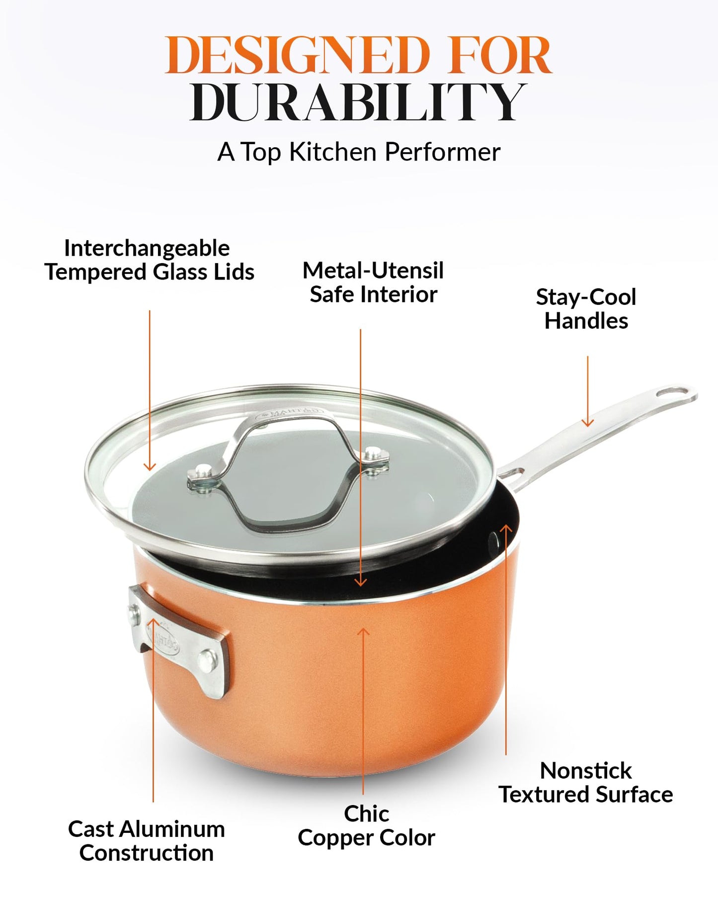 Gotham Steel Stackable Pots and Pans- Stackmaster 10 Piece Cookware Set