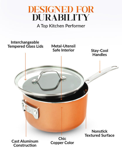 Gotham Steel Stackable Pots and Pans- Stackmaster 10 Piece Cookware Set