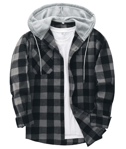 ZITY Men's Flannel Hoodie Shirts