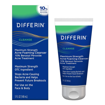 Differin Acne Face Wash with 10% Benzoyl Peroxide, 5 oz.