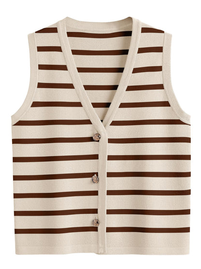 LILLUSORY Summer Vest Tops for Women, Striped Sweater Vests