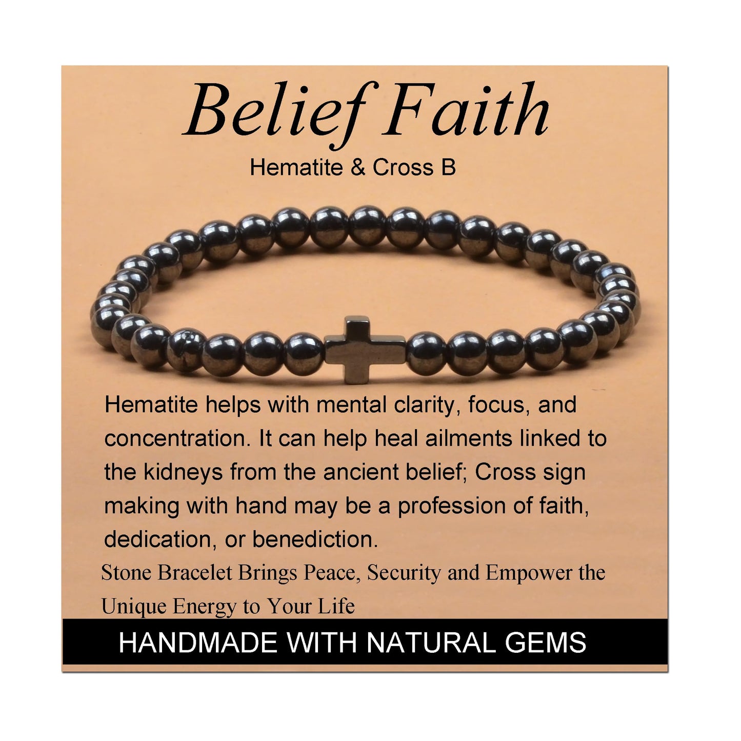 Handmade Yoga Stretch Elastic Bracelet w/ Natural Stone Crystal Healing Power Energy