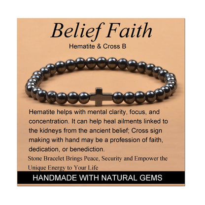 Handmade Yoga Stretch Elastic Bracelet w/ Natural Stone Crystal Healing Power Energy