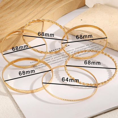 IFKM Gold Bangle Bracelets for Women, 14k Gold Plated Multi-Layer Stackable Cuff Bracelet Set