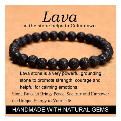 Handmade Yoga Stretch Elastic Bracelet w/ Natural Stone Crystal Healing Power Energy