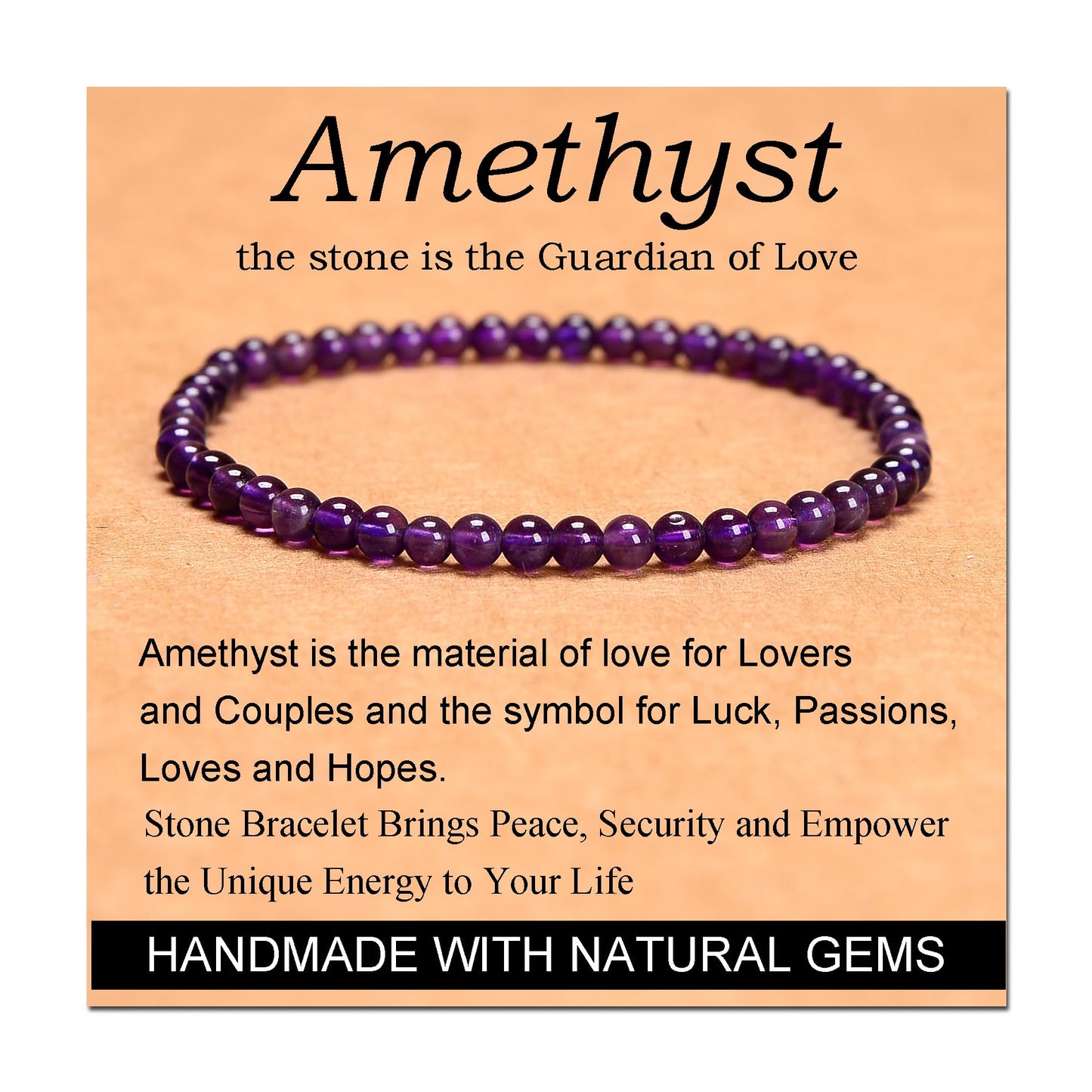 Handmade Yoga Stretch Elastic Bracelet w/ Natural Stone Crystal Healing Power Energy